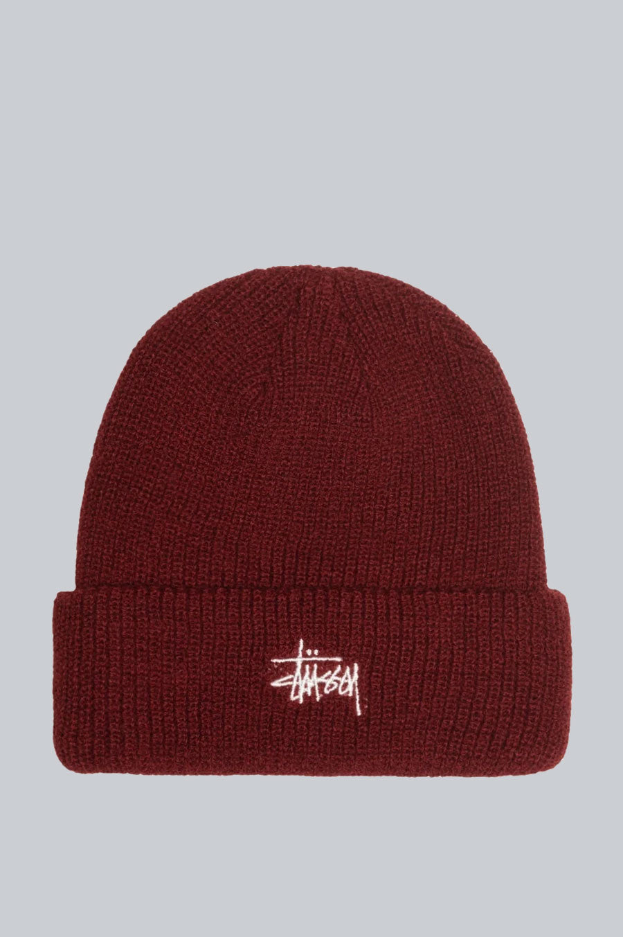 STUSSY BASIC CUFF BEANIE DARK RED