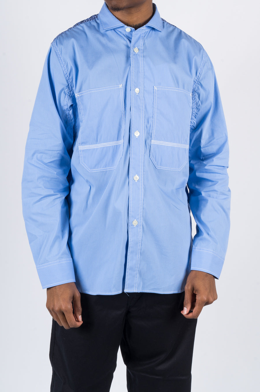 JUNYA WATANABE MAN COTTON BUTTON UP SHIRT BLUE