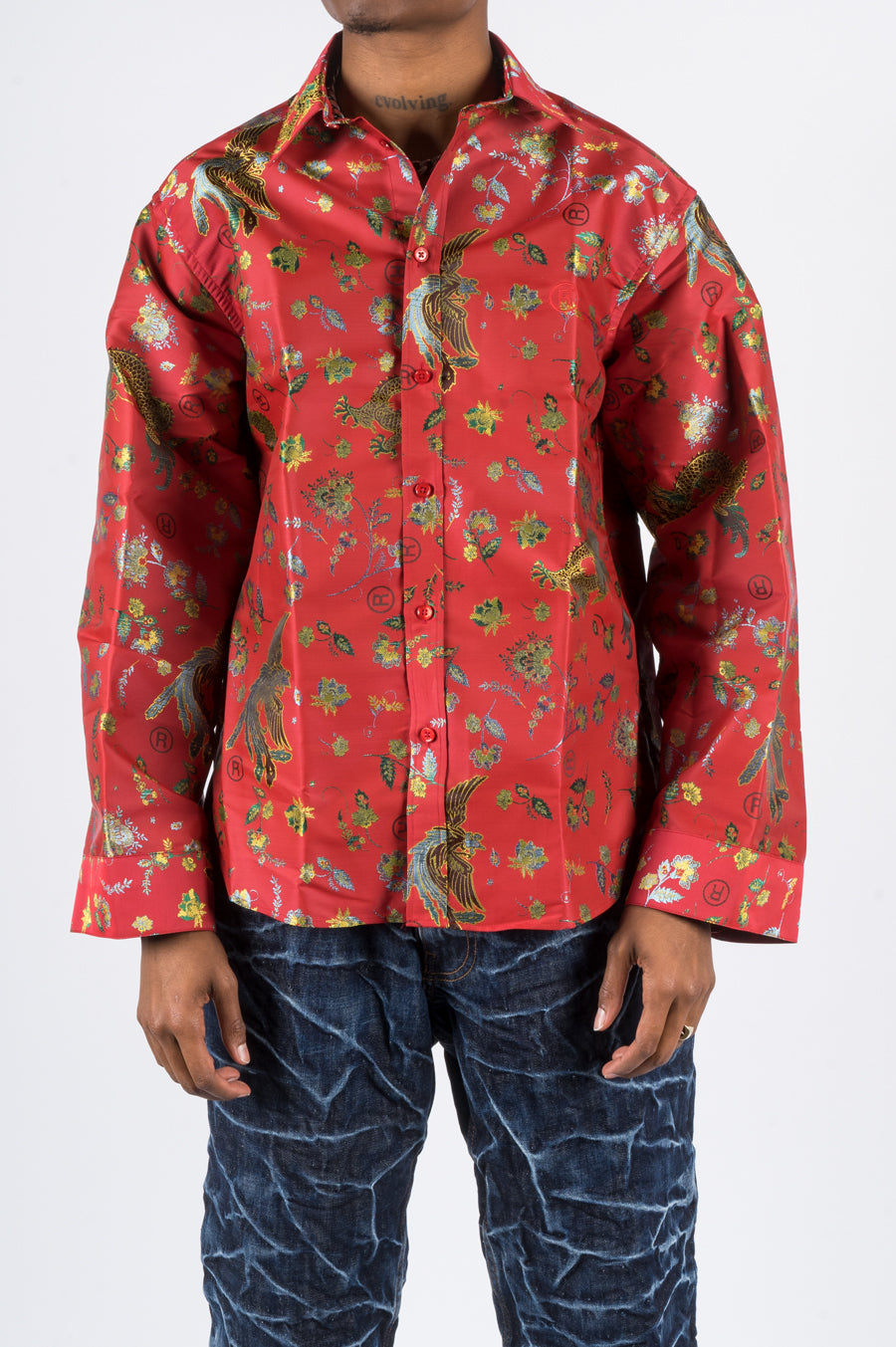 MARTINE ROSE CLASSIC SHIRT W LANTERN SLEEVE RED