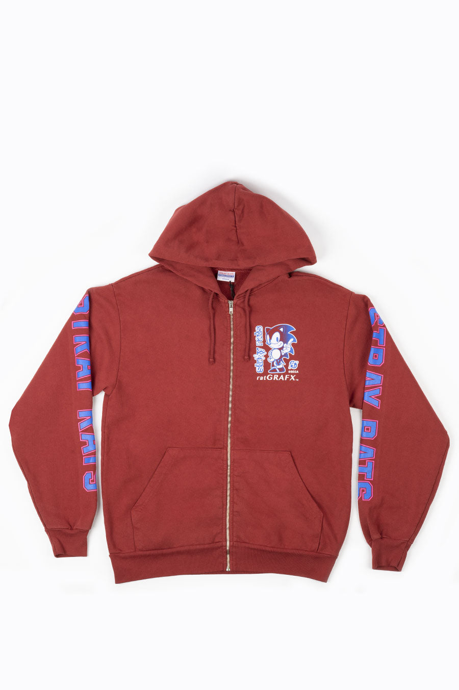 STRAY RATS X SONIC THE HEDGEHOG ORBIT ZIPPED HOODIE MAROON – BLENDS