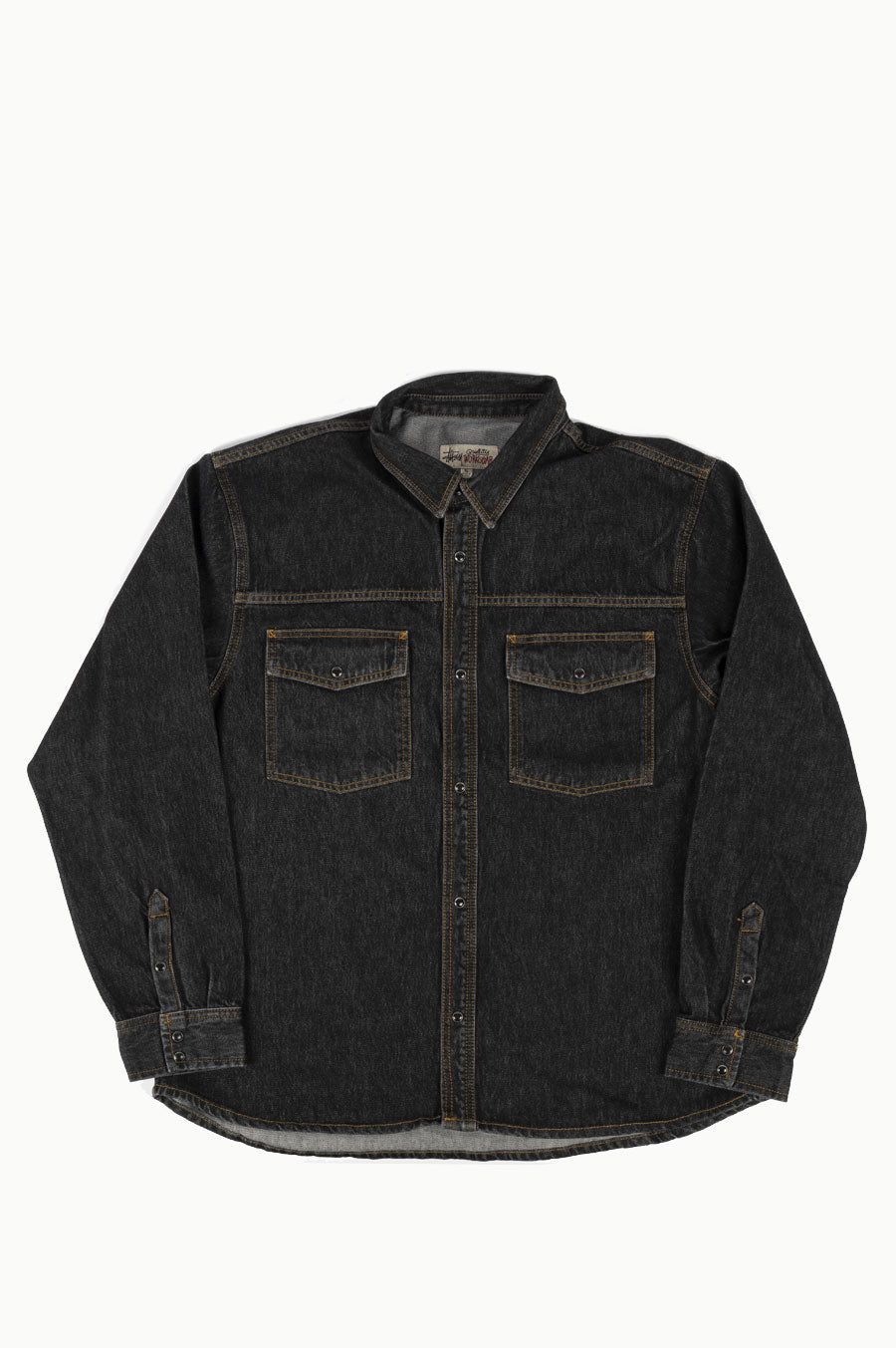 STUSSY BOXY WESTERN DENIM SHIRT WASHED BLACK