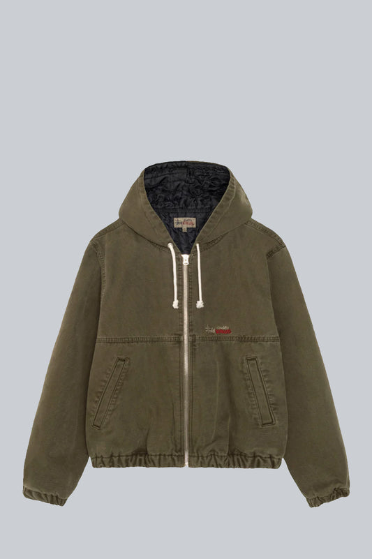 STUSSY CANVAS INSULATED WORK JACKET OLIVE