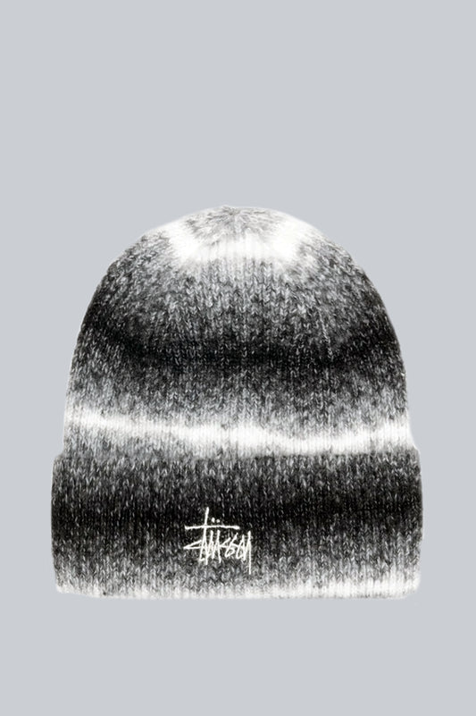 STUSSY CUFF BASIC STRIPED BEANIE BLACK