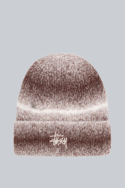 STUSSY CUFF BASIC STRIPED BEANIE BROWN