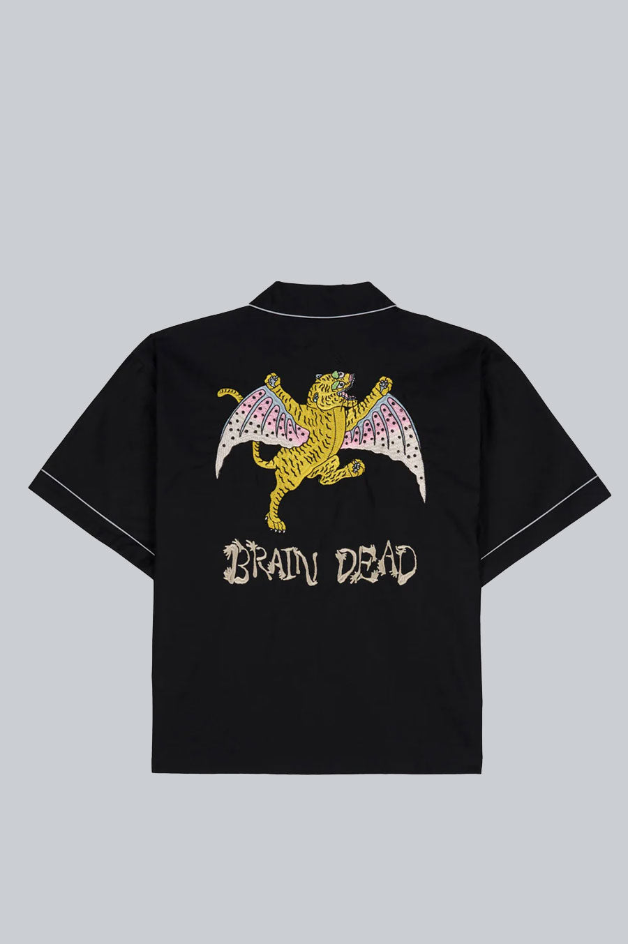 BRAIN DEAD FLYING TIGER SHORT SLEEVE WESTERN SHIRT BLACK