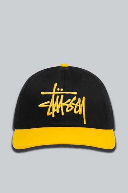 STUSSY LOW PROFILE BIG BASIC TRUCKER CAP BLACK GOLD