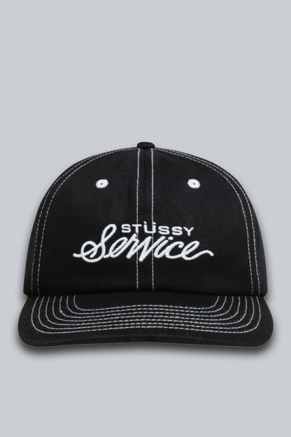 STUSSY MID DEPTH SERVICE STRAPBACK TRUE BLACK