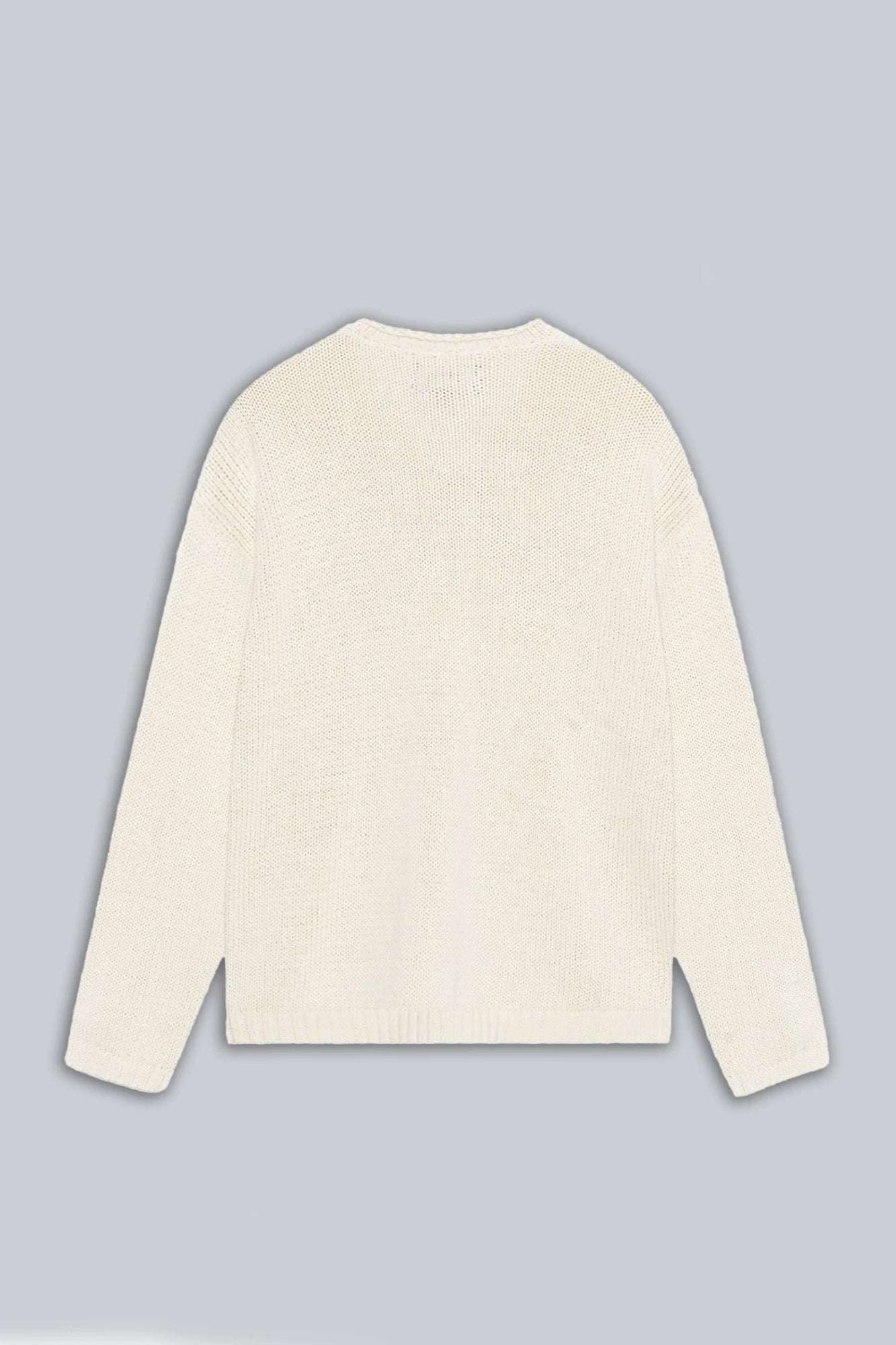 STUSSY ROLL V-NECK LOGO SWEATER NATURAL