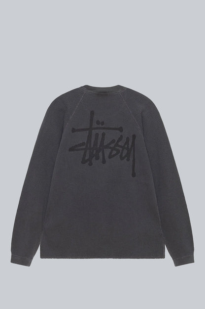 STUSSY RAGLAN THERMAL LONGSLEEVE WASHED BLACK