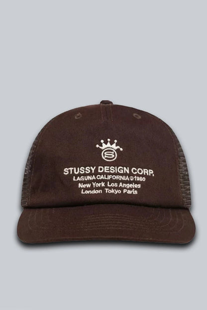 STUSSY LP DESIGN CROP TRUCKER CAP BROWN