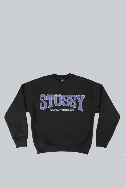 STUSSY BURLY THREADS CREWNECK BLACK