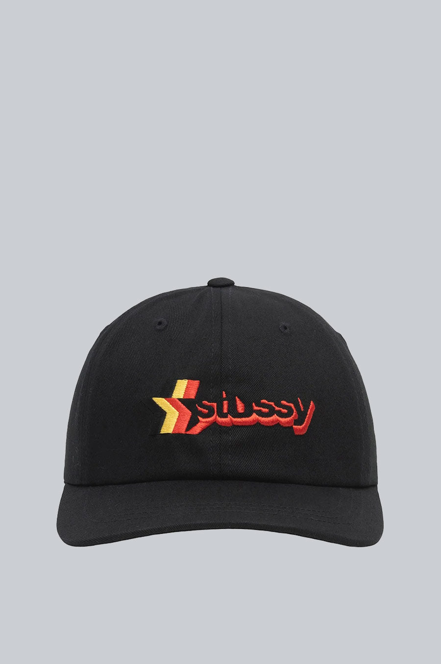 STUSSY 3 STAR LOW PRO STRAPBACK CAP BLACK