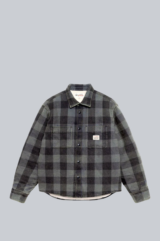 STUSSY BUFFALO PLAID SHIRT GREY