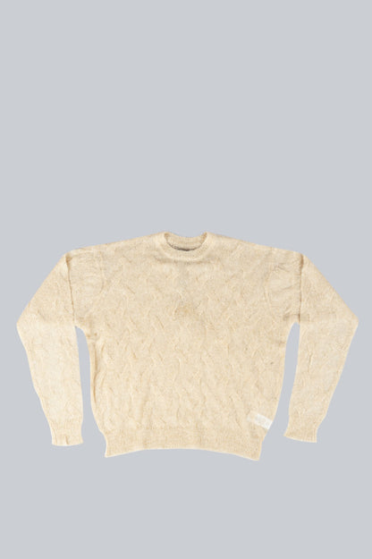 STUSSY LOOSE KNIT CROSS CABLE SWEATER SAND