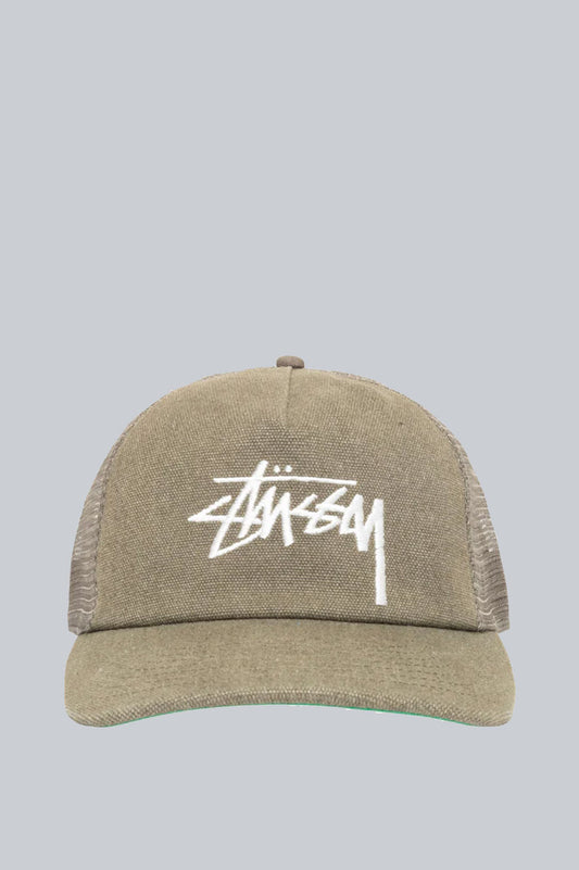 STUSSY MID DEPTH STOCK MESH CAP ARMY GREEN