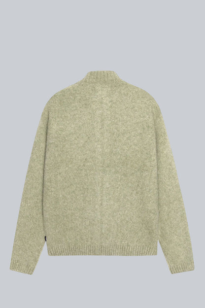 STUSSY BRUSHED MOCK FULL ZIP SWEATER SAGE