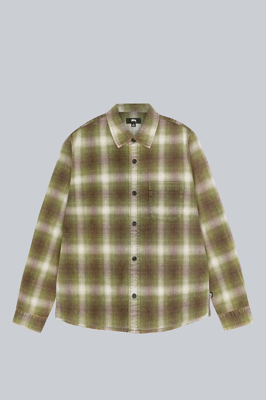 STUSSY ROCCO PLAID SHIRT GREEN