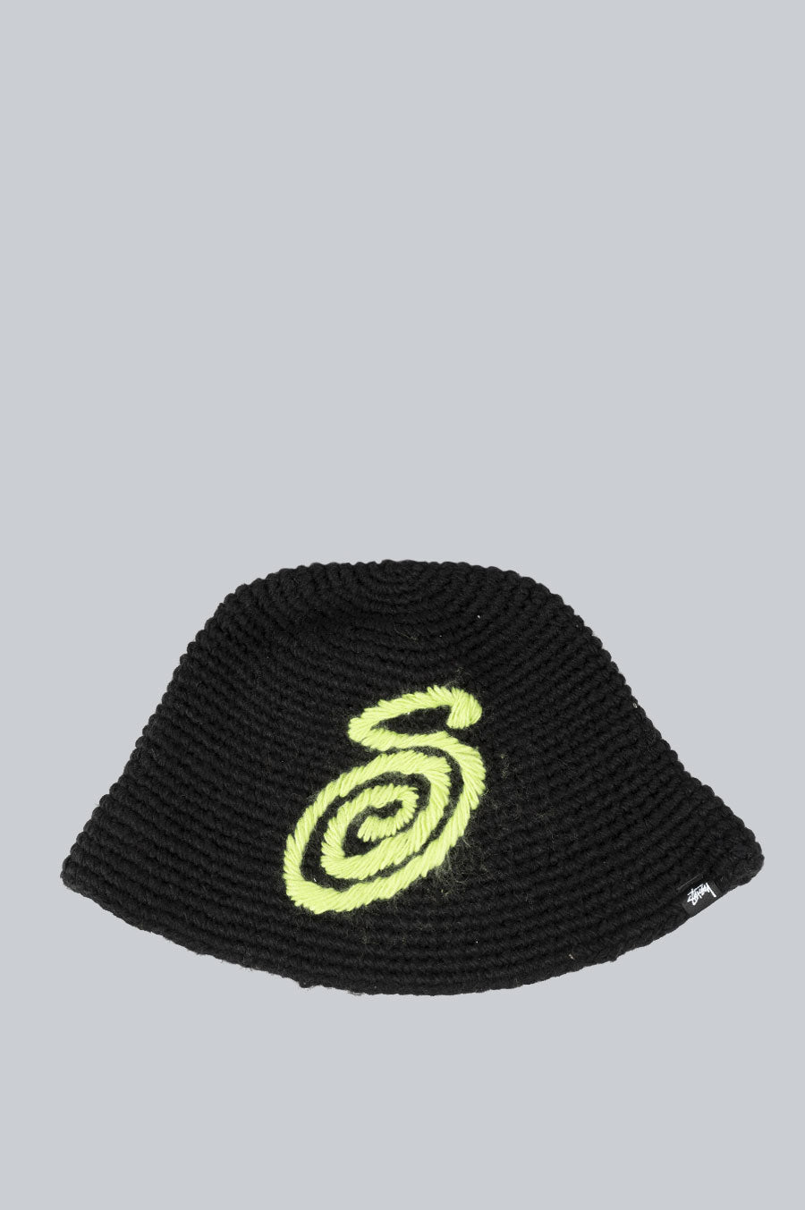 STUSSY SWIRLY S KNIT BUCKET HAT BLACK