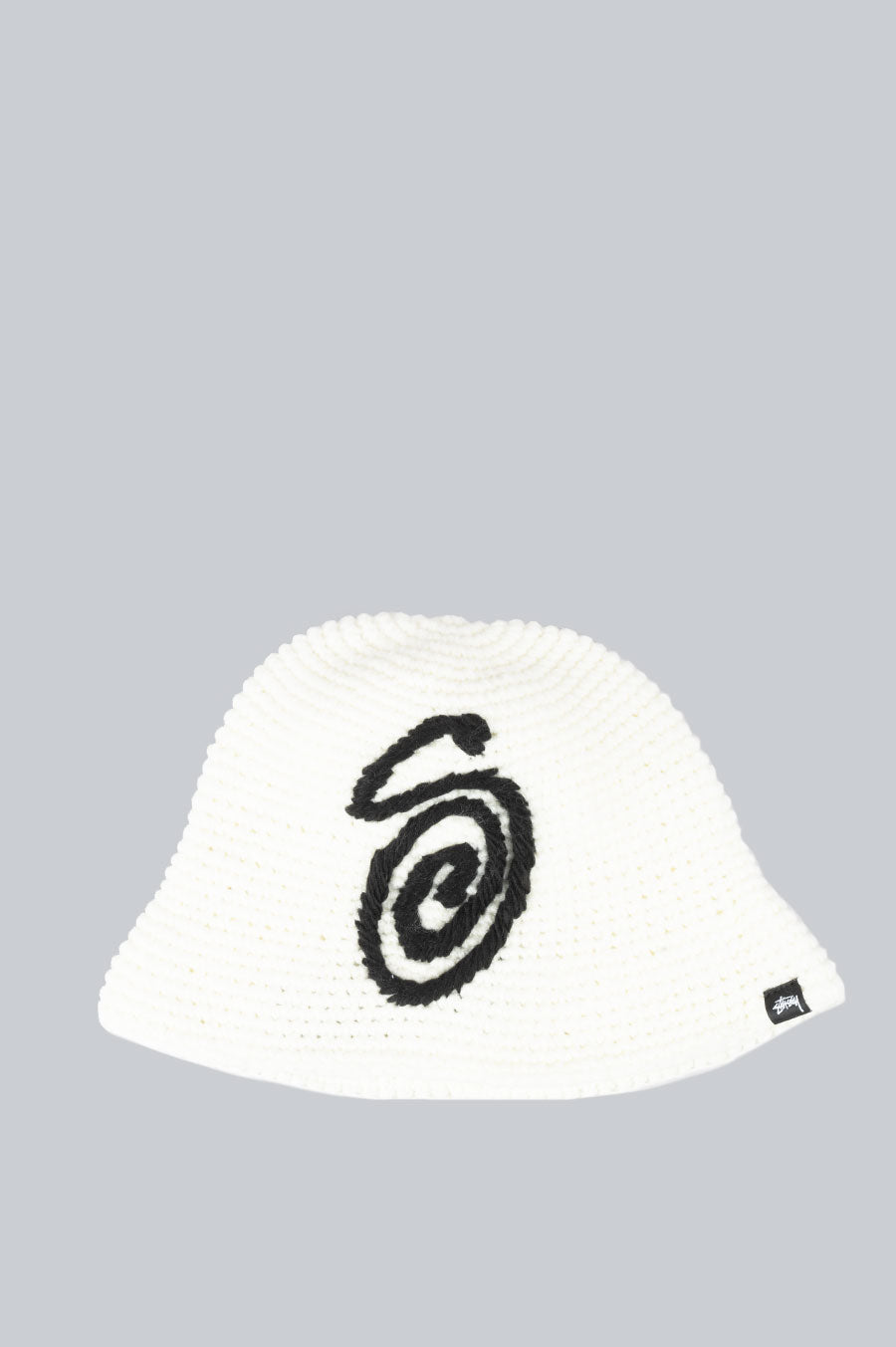 STUSSY SWIRLY S KNIT BUCKET HAT BONE