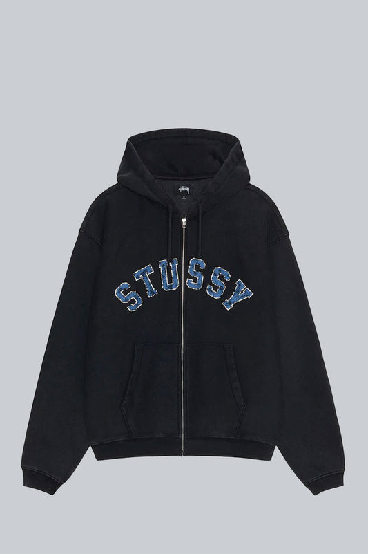 STUSSY GRAPHIC ZIP HOOD WASHED BLACK