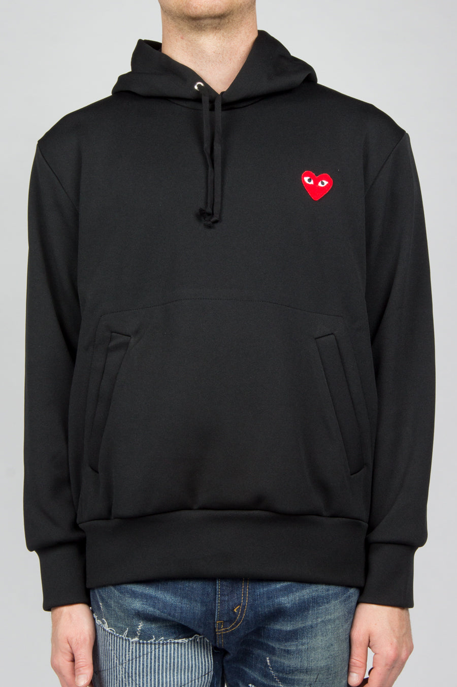 COMME DES GARCONS PLAY RED HEART PULLOVER HOODY BLACK
