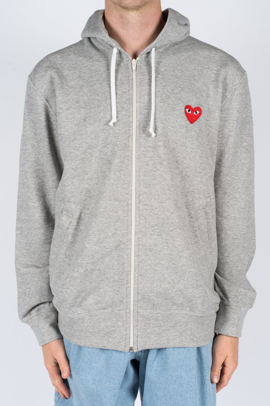 Cdg play hoodie grey sale