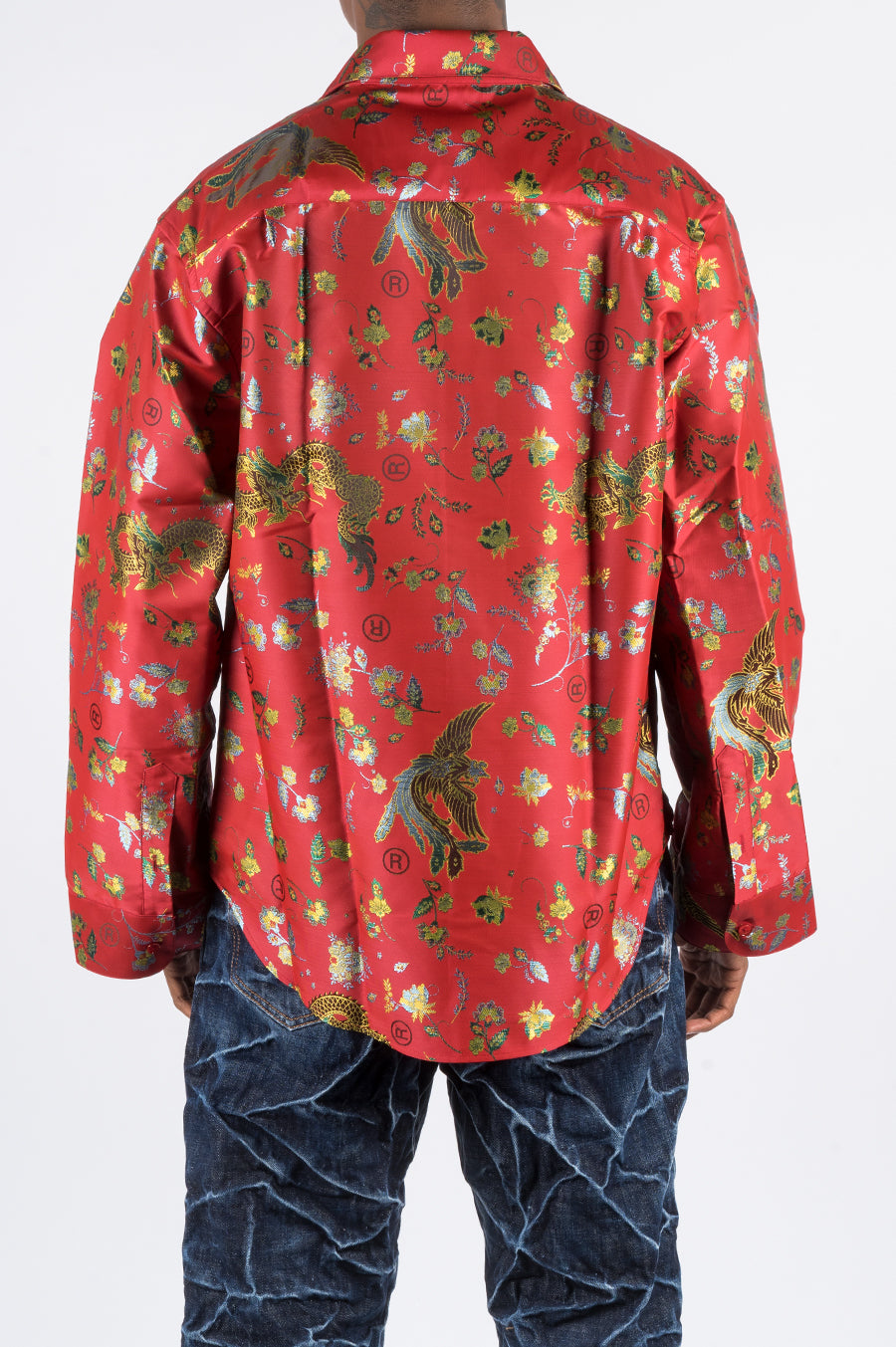 MARTINE ROSE CLASSIC SHIRT W LANTERN SLEEVE RED