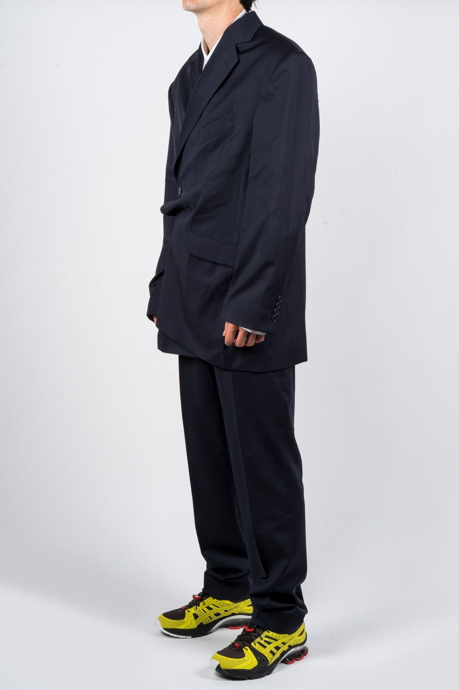 MARTINE ROSE PANELED TAILORED TROUSER NAVY