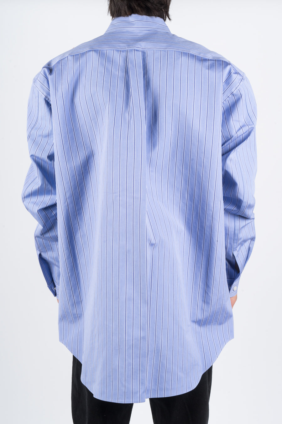 MARTINE ROSE OVERSIZED BONDED SHIRT BLUE STRIPE