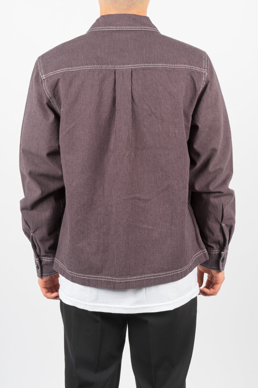 STUSSY OVERDYED HICKORY ZIP SHIRT PURPLE