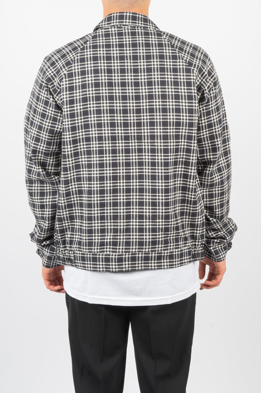 STUSSY PLAID LINEN BRYAN JACKET NAVY