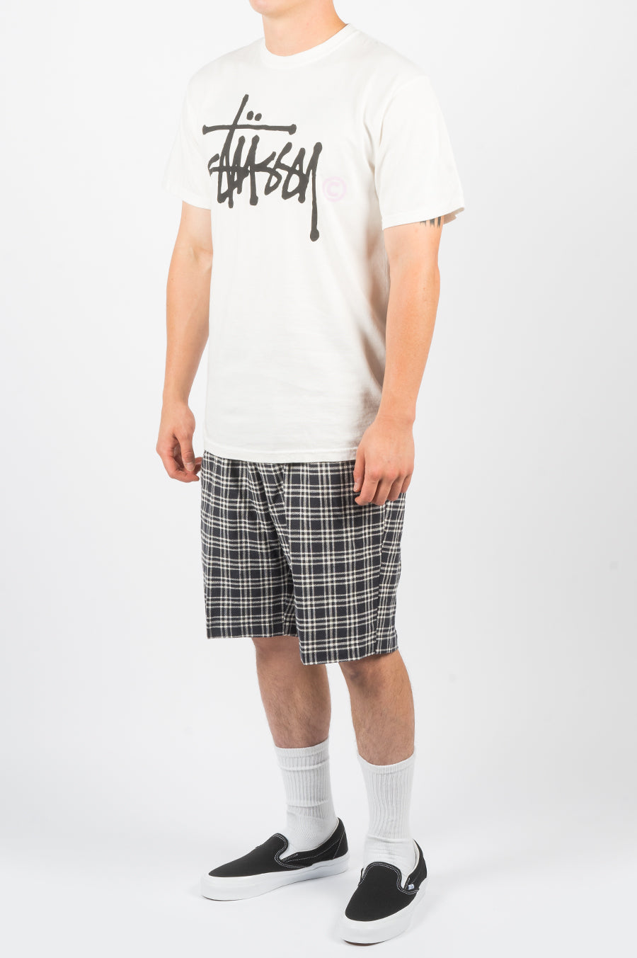 STUSSY PLAID BRYAN SHORT NAVY