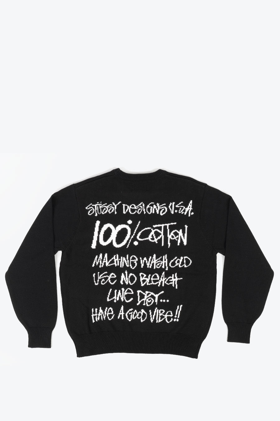 stussy care label sweater black M