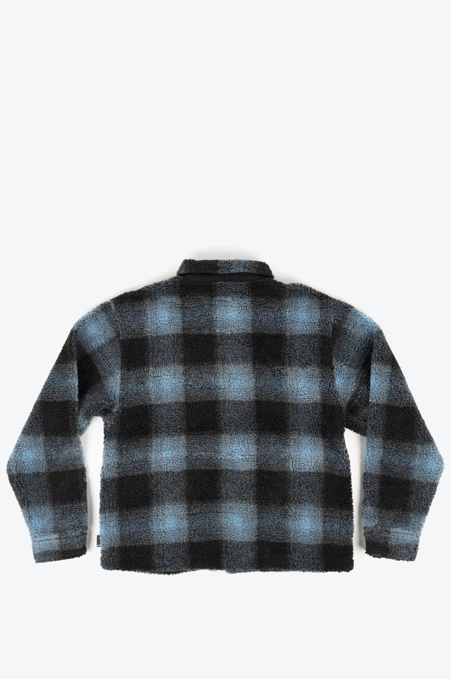 STUSSY SHADOW PLAID SHERPA ZIP SHIRT BLUE