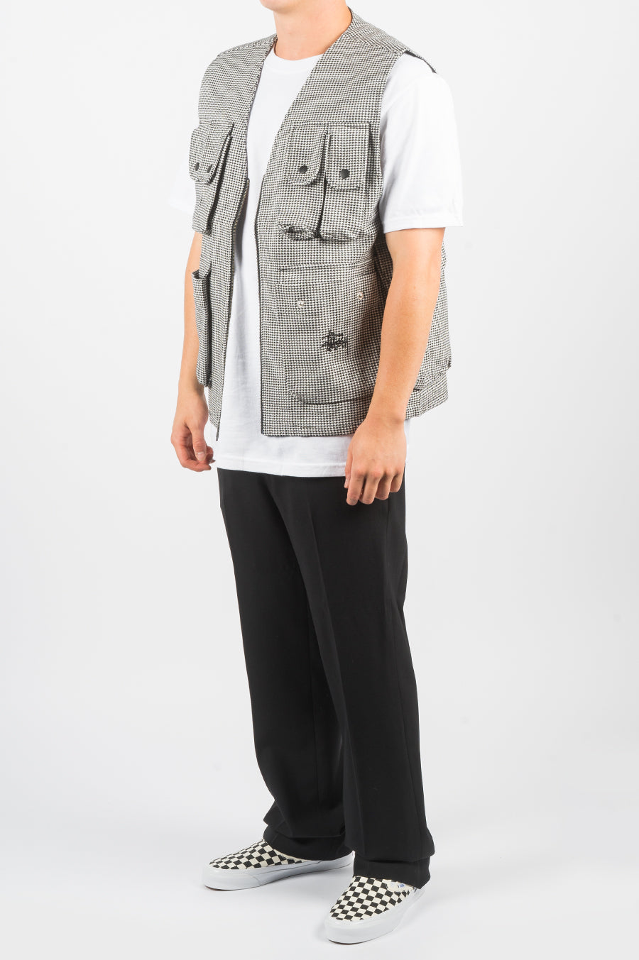 STUSSY HOUNDSTOOTH WORK VEST GREY